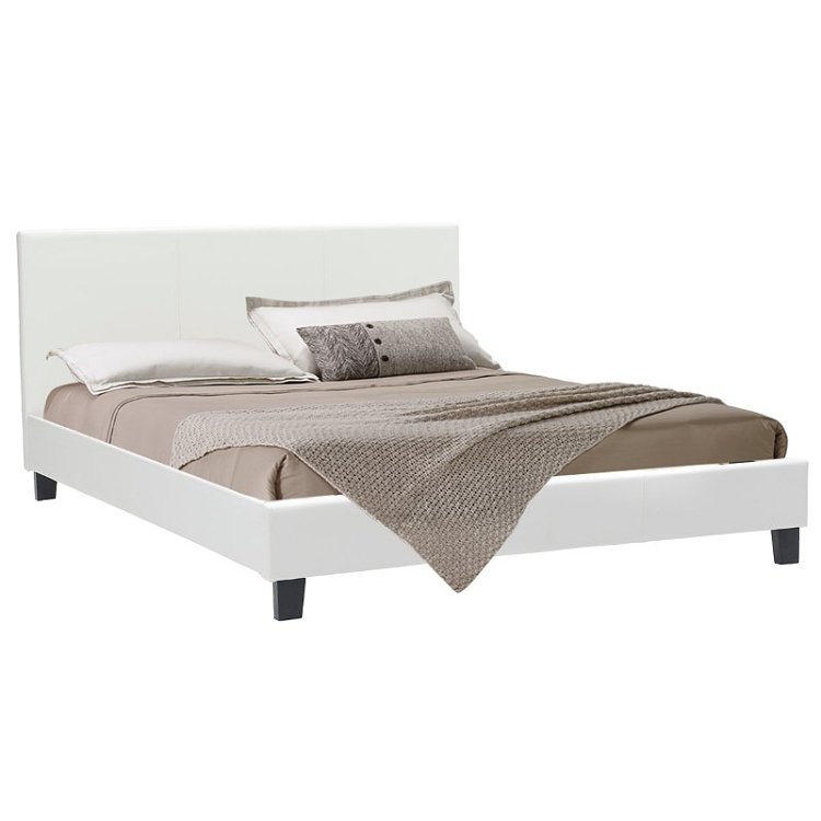 Κρεβάτι Nevil pakoworld 150x200 PU χρώμα λευκό ματ 006-000001