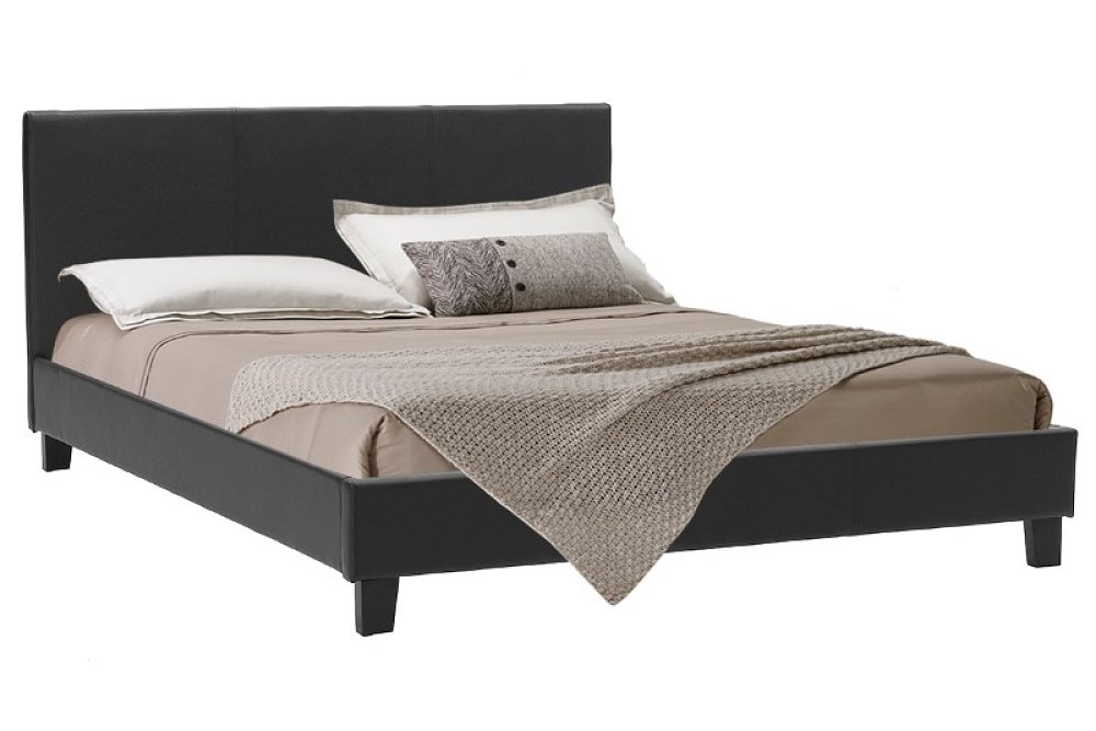 Κρεβάτι Nevil pakoworld 150x200 PU χρώμα μαύρο ματ 006-000015