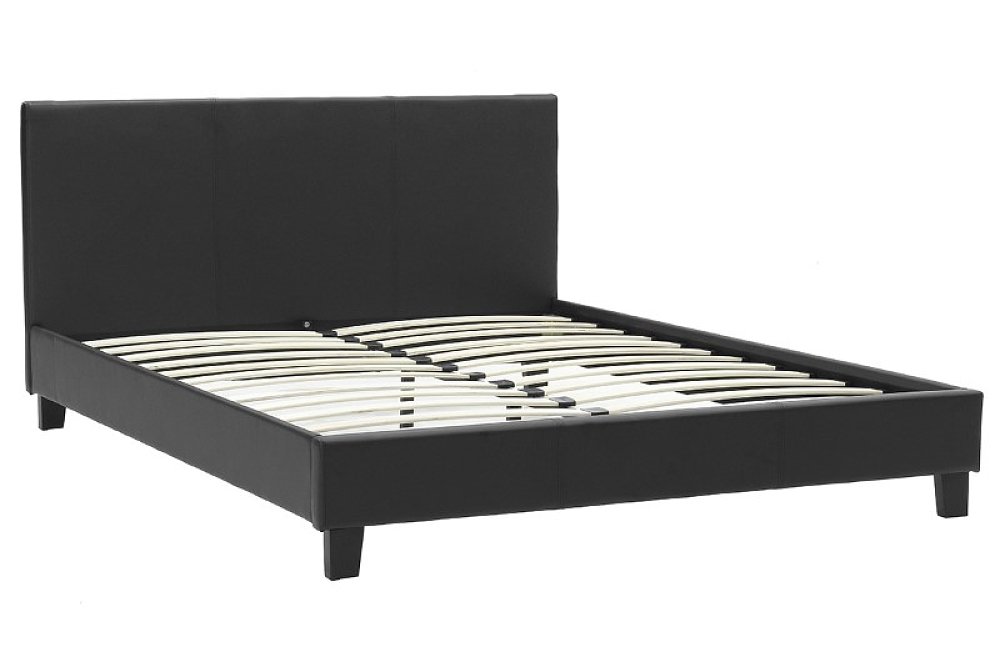 Κρεβάτι Nevil pakoworld 150x200 PU χρώμα μαύρο ματ 006-000015