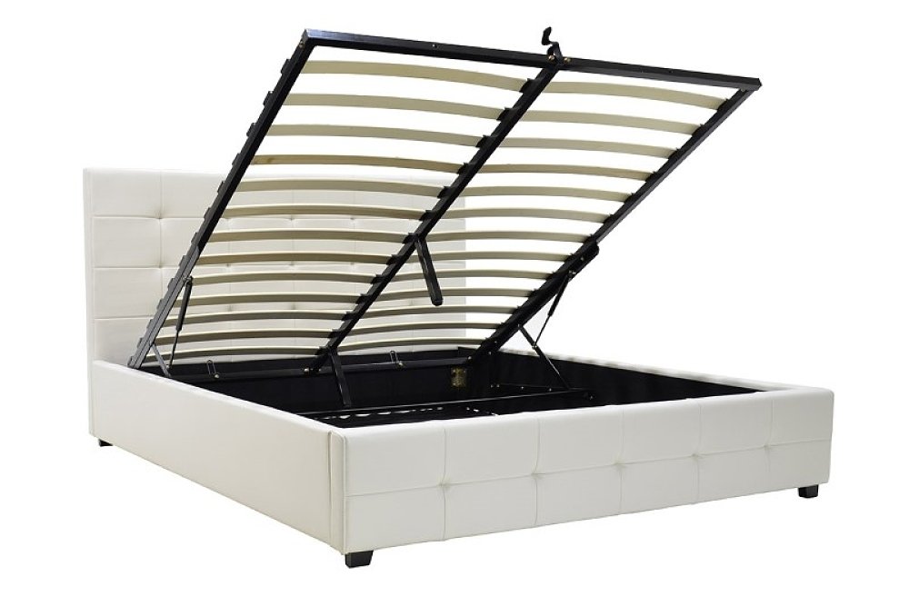 Κρεβάτι Roi pakoworld 160x200 PU λευκό ματ + αποθηκευτικό χώρο 006-000016