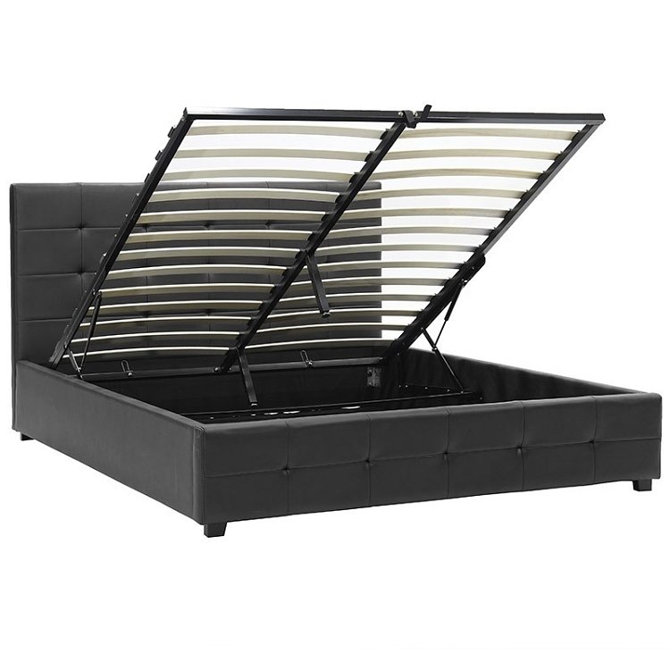 Κρεβάτι Roi pakoworld 160x200 PU μαύρο ματ + αποθηκευτικό χώρο 006-000017