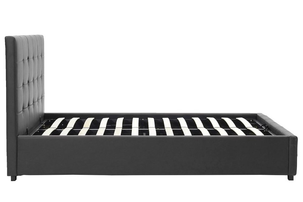 Κρεβάτι Roi pakoworld 160x200 PU μαύρο ματ + αποθηκευτικό χώρο 006-000017