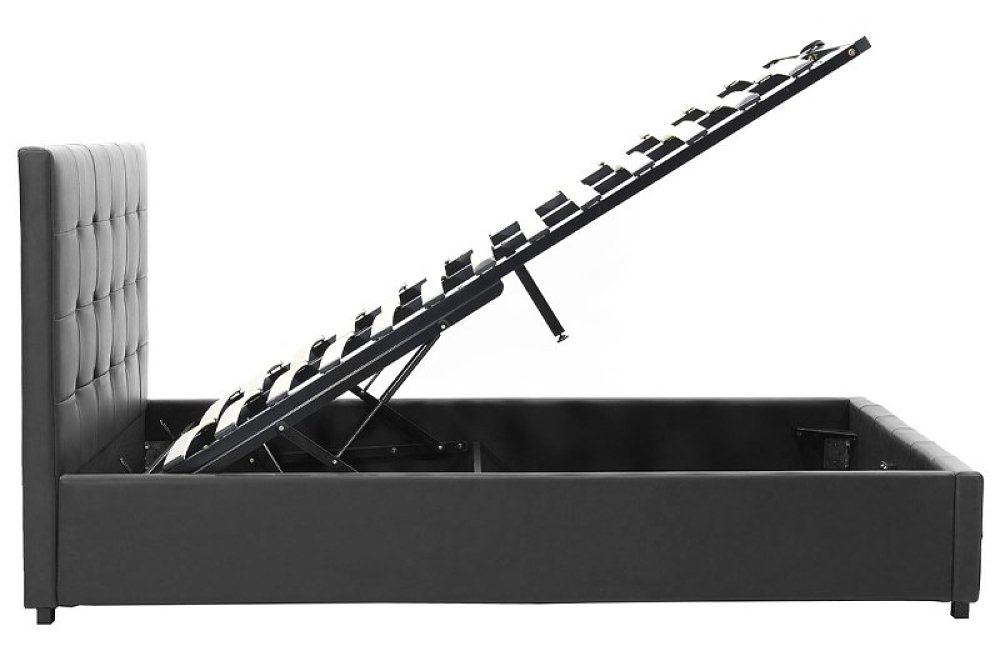 Κρεβάτι Roi pakoworld 160x200 PU μαύρο ματ + αποθηκευτικό χώρο 006-000017