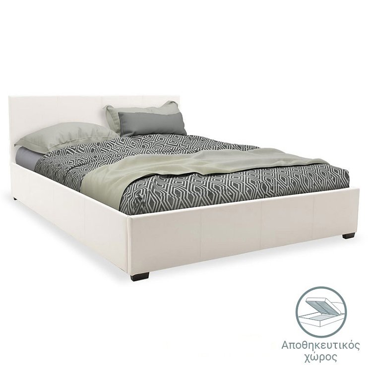 Κρεβάτι Norse pakoworld pu λευκό με αποθηκευτικό χώρο 160x200εκ 006-000027