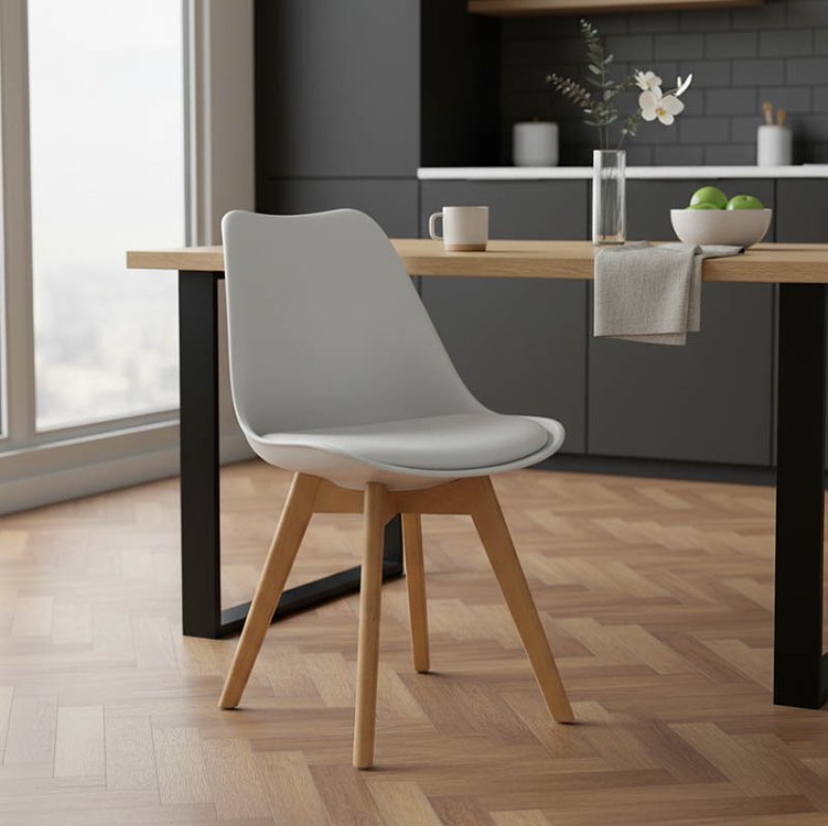 Καρέκλα Gaston pakoworld PP-PU λευκό-φυσικό πόδι 43x51x75εκ 029-000048