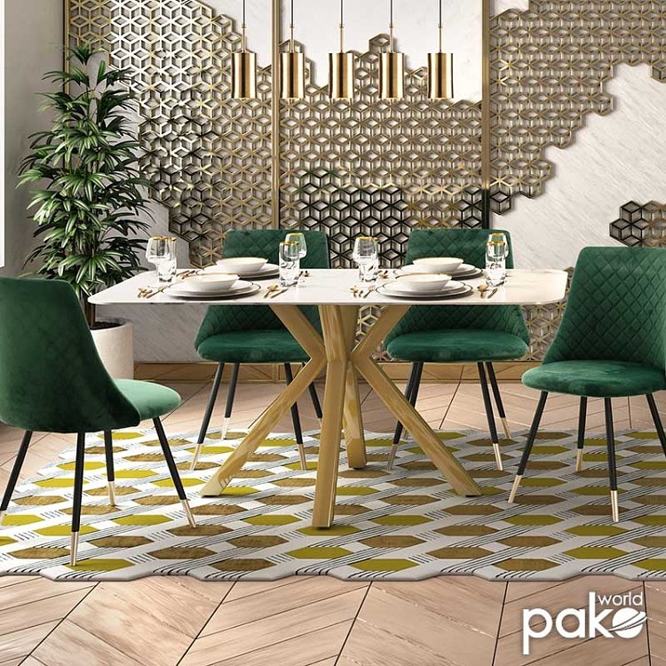 Τραπέζι Paris pakoworld γυαλί 8mm σχέδιο μαρμάρου-χρυσό 160x80x75εκ 029-000089