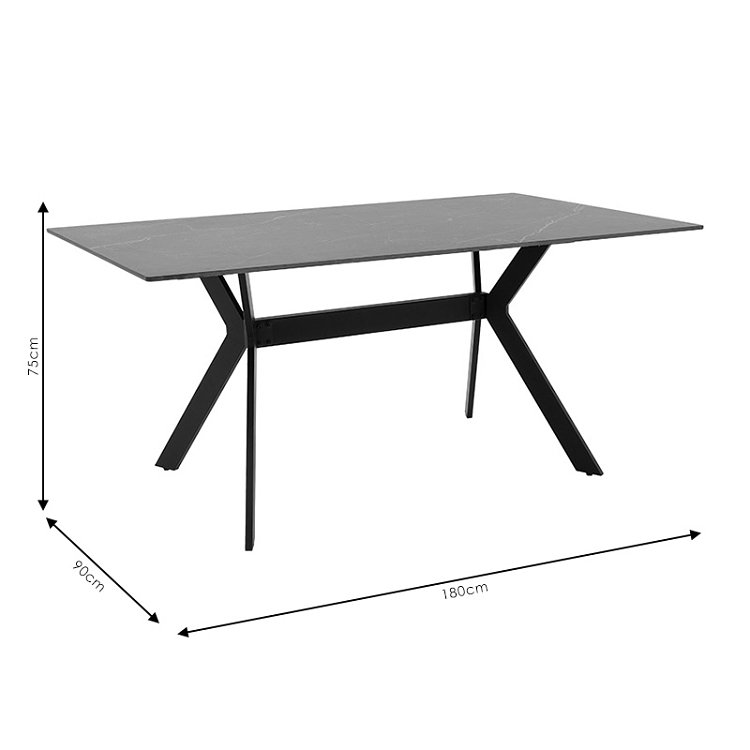 Τραπέζι Olivet pakoworld sintered stone μαύρο μαρμάρου-μαύρο 180x90x75εκ 029-000142