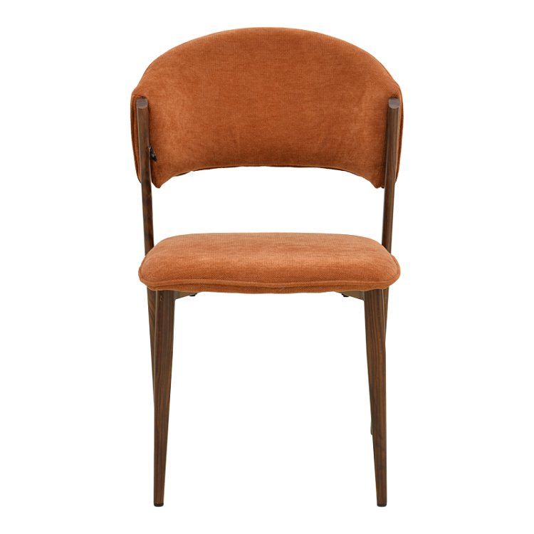 Καρέκλα Dolez pakoworld terracotta ύφασμα-πόδι καρυδί μέταλλο 49x58.5x82εκ 4τμχ 029-000439