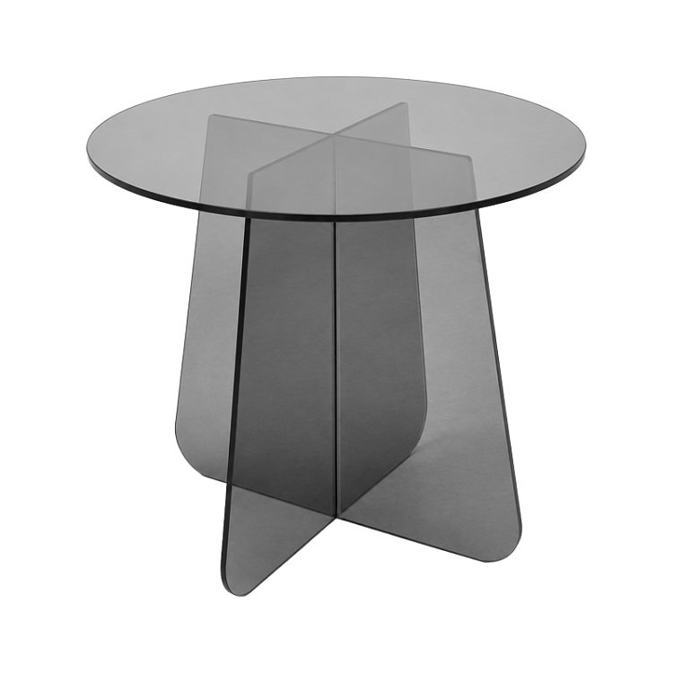 Τραπέζι βοηθητικό Cleary pakoworld tempered 8mm γυαλί ανθρακί Φ50x45εκ 029-000449