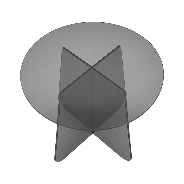 Τραπέζι βοηθητικό Cleary pakoworld tempered 8mm γυαλί ανθρακί Φ50x45εκ 029-000449