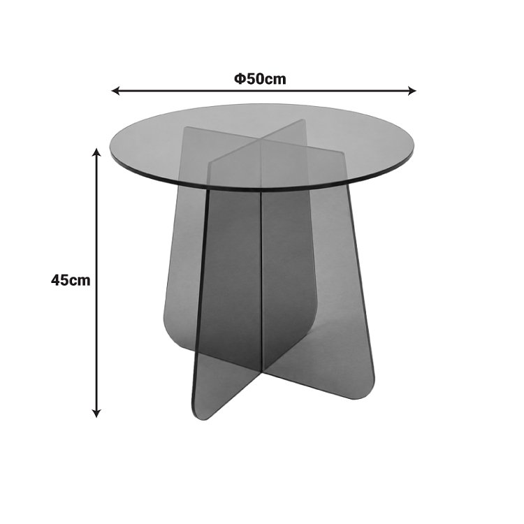 Τραπέζι βοηθητικό Cleary pakoworld tempered 8mm γυαλί ανθρακί Φ50x45εκ 029-000449