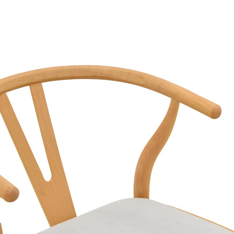 Καρέκλα Wishbone pakoworld rubberwood-ύφασμα σε φυσική-γκρι απόχρωση 51x58x73εκ 029-000462