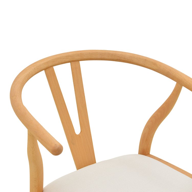 Καρέκλα Wishbone pakoworld rubberwood-ύφασμα σε φυσική-μπεζ απόχρωση 51x58x73εκ 029-000463
