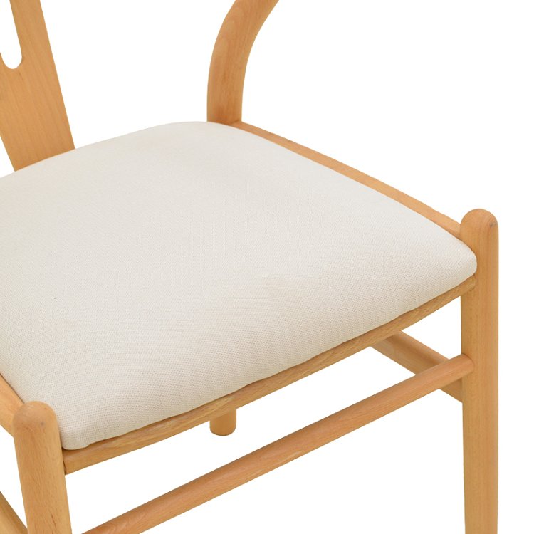 Καρέκλα Wishbone pakoworld rubberwood-ύφασμα σε φυσική-μπεζ απόχρωση 51x58x73εκ 029-000463