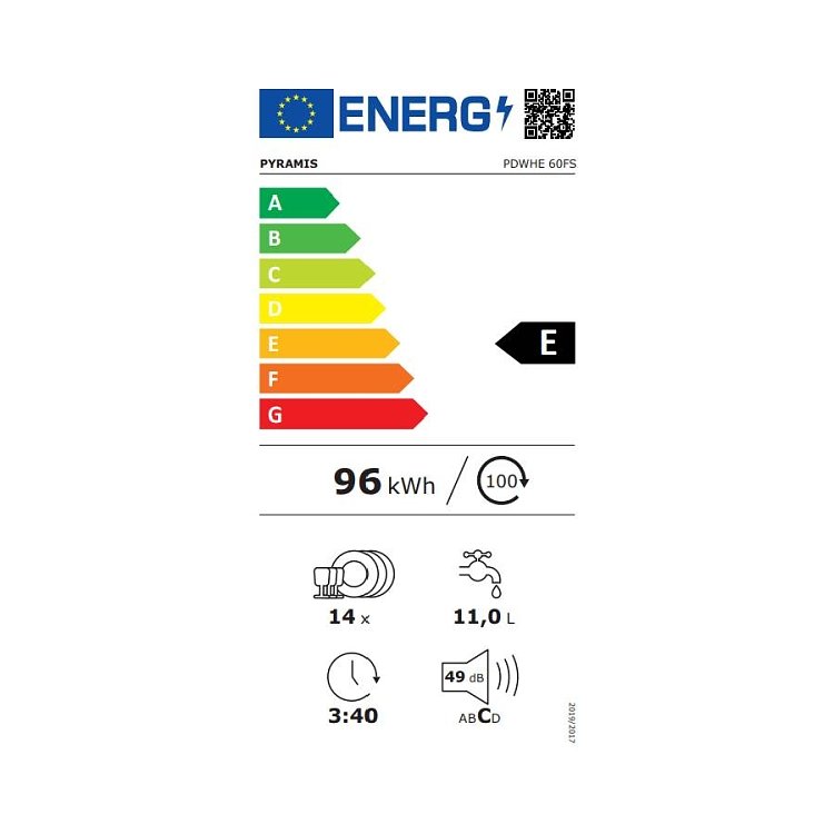 Pyramis PDWHE 60FS Πλυντήριο Πιάτων Inox 60cm