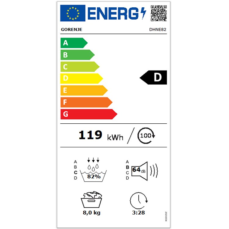 Gorenje DHNE82 Στεγνωτήριο Λευκό 8kg (4 Έτη Εγγύηση)