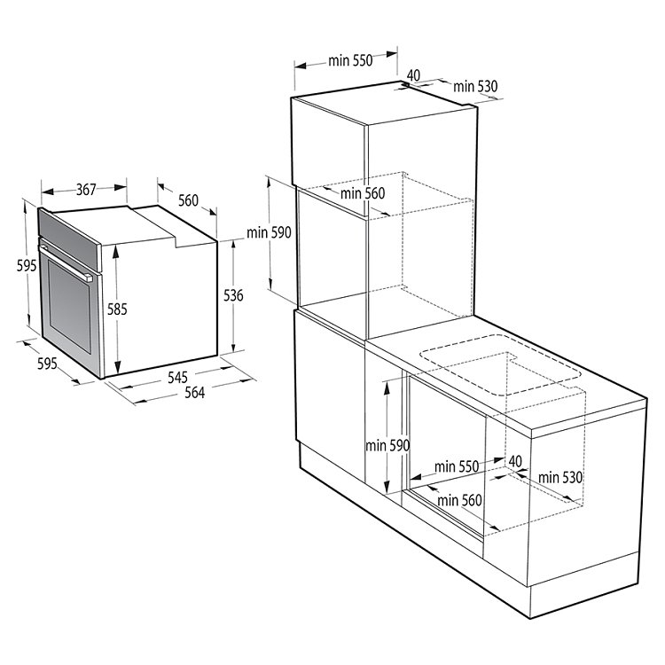 GORENJE BOS67372CLB Φούρνος άνω Πάγκου 77lt Μαύρος 034061901 (4 Έτη Εγγύηση)