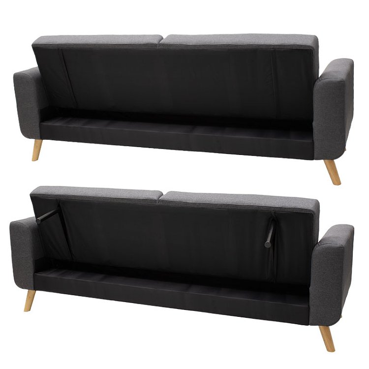 Καναπές-κρεβάτι Carmelo Pakoworld ανθρακί ύφασμα 214x80x86εκ 035-000034