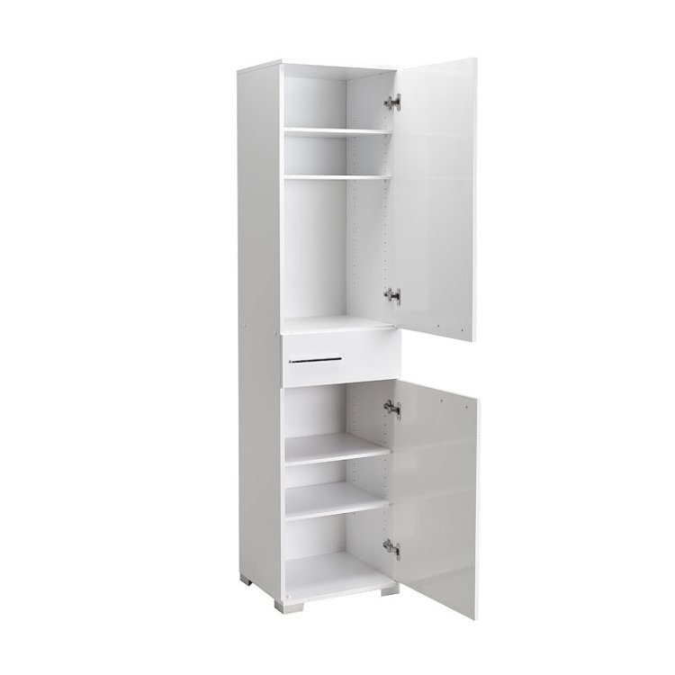 Ντουλάπα Chad pakoworld με συρτάρια λευκό gloss 45x40x188εκ 039-000169