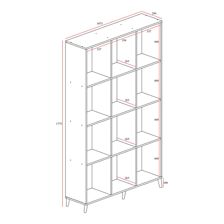 Βιβλιοθήκη FIRENZE pakoworld χρώμα sonoma 107x28,6x178εκ 049-000045