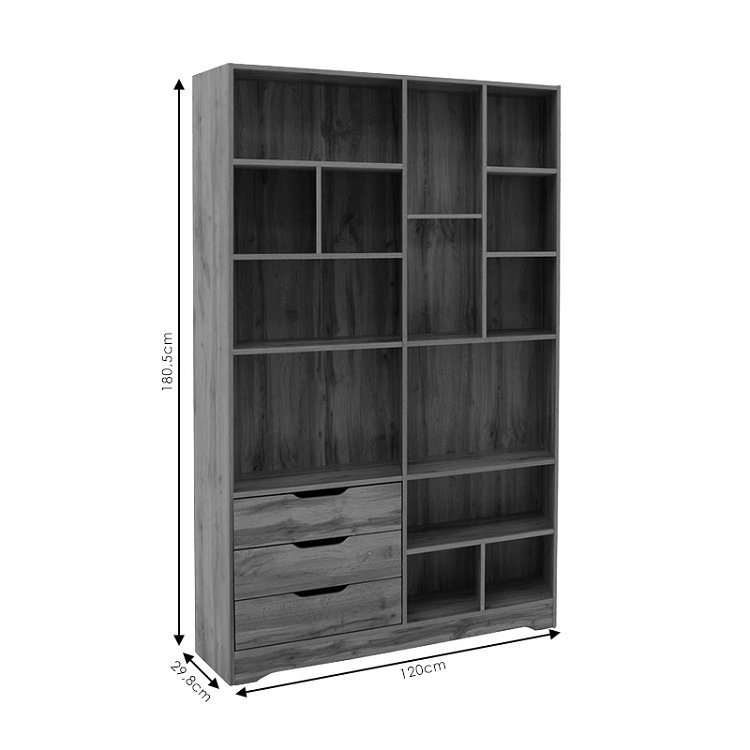 Βιβλιοθήκη Lucinda pakoworld oak 120x29.8x180.5εκ 049-000067