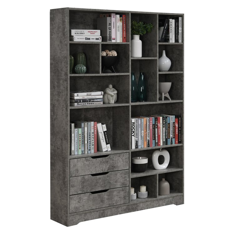 Βιβλιοθήκη Lucinda pakoworld γκρι oak 120x29.8x180.5εκ 049-000092
