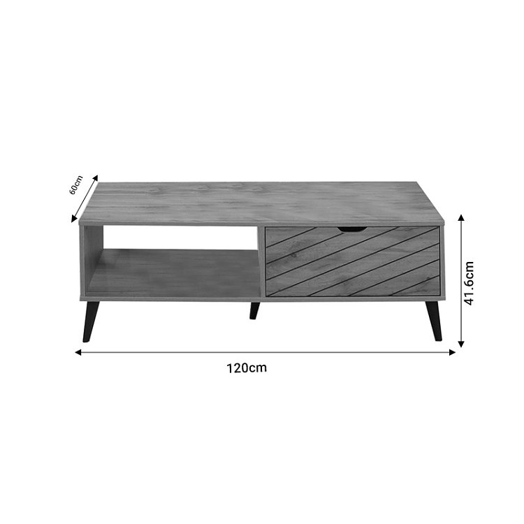 Τραπέζι σαλονιού Thelma pakoworld oak μελαμίνης 120x60x41.6εκ 049-000098