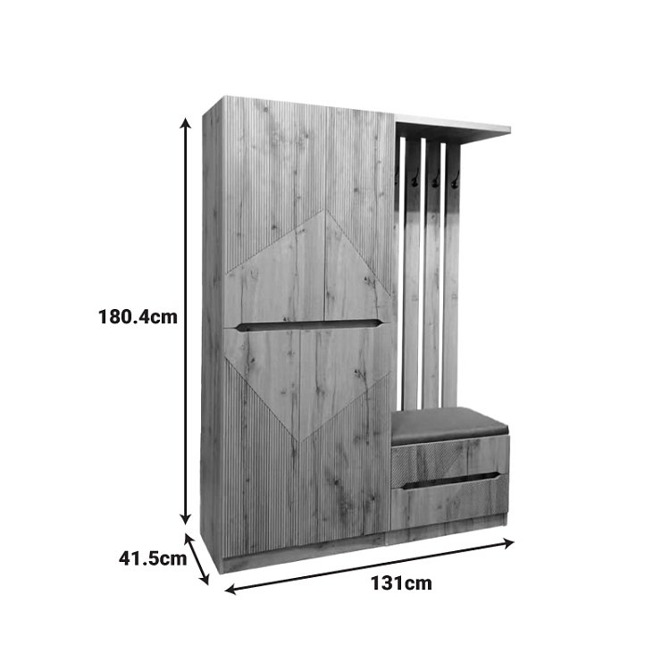 Έπιπλο εισόδου Zomie pakoworld σε oak απόχρωση 131x41.5x180.4εκ 049-000114