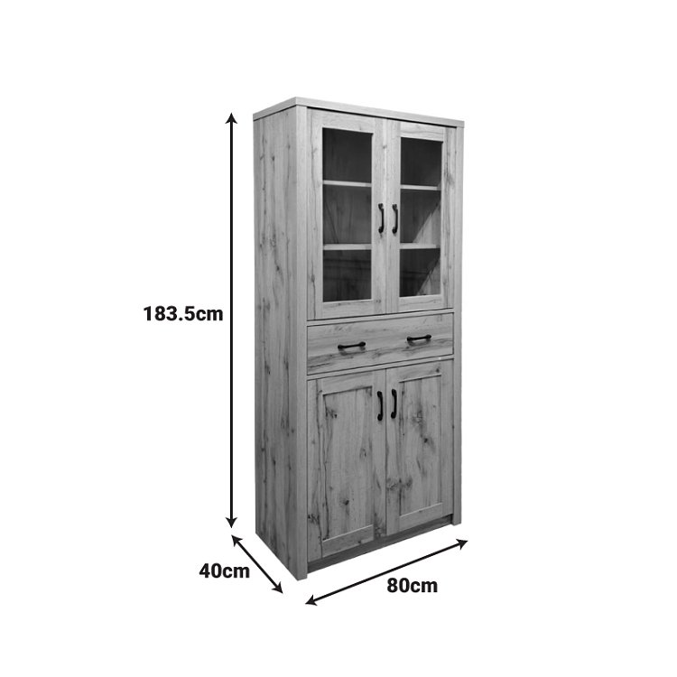Βιτρίνα-ντουλάπα Nisso pakoworld σε oak απόχρωση 80x40x183.5εκ 049-000116