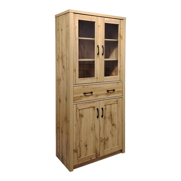 Βιτρίνα-ντουλάπα Nisso pakoworld σε oak απόχρωση 80x40x183.5εκ 049-000116