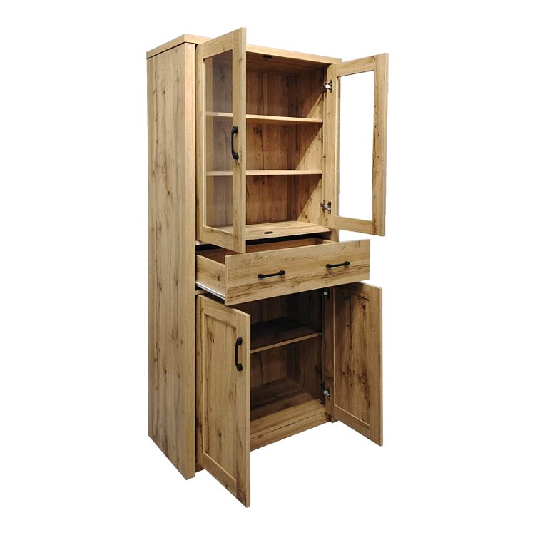 Βιτρίνα-ντουλάπα Nisso pakoworld σε oak απόχρωση 80x40x183.5εκ 049-000116