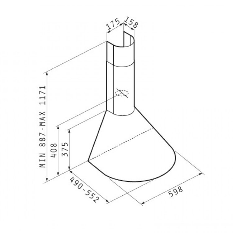 PYRAMIS Απορροφητήρας Καμινάδα Στρογγυλή 90cm Inox 065017901