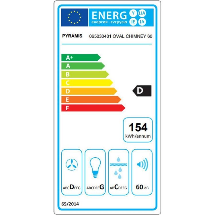PYRAMIS Απορροφητήρας Καμινάδα Οβάλ 60cm Inox 065030401