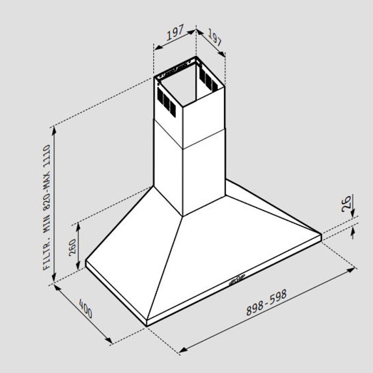 PYRAMIS PLUS Απορροφητήρας Καμινάδα Τετράγωνη 60cm Inox 065038001