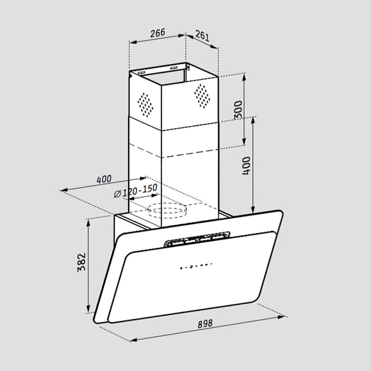 PYRAMIS VETRIO Απορροφητήρας Καμινάδα 60cm Μαύρο Γυαλί 065039301