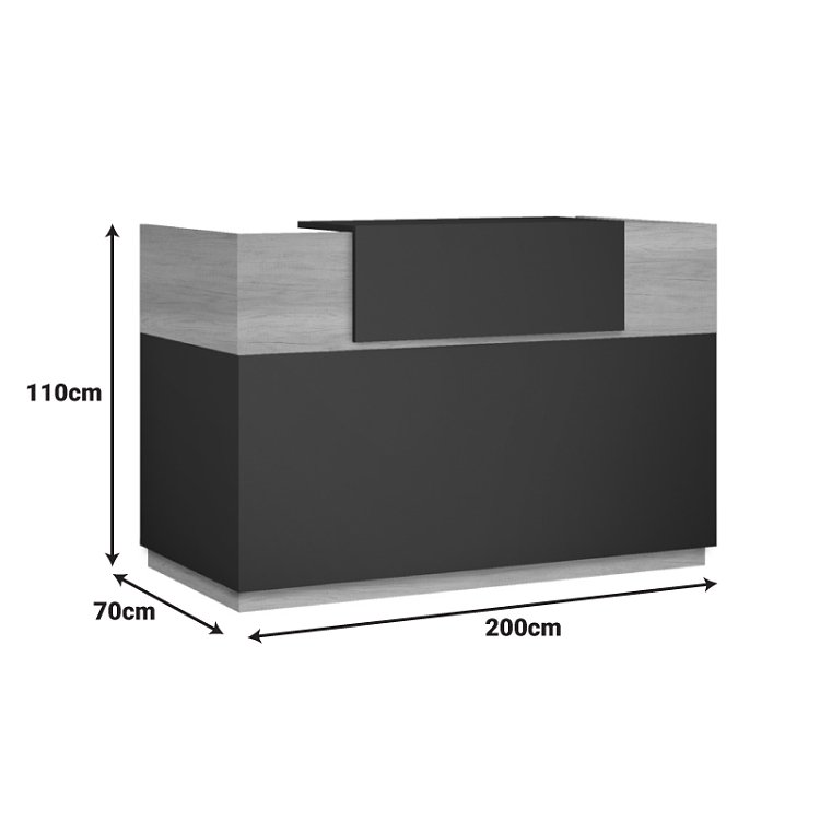 Γραφείο reception Lotus pakoworld σε χρώμα φυσικό - ανθρακί 200x70x110εκ 069-000098
