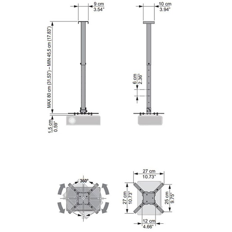 MELICONI SLIMSTYLE 400 CE Βάση Οροφής 14"-65" 070-0486