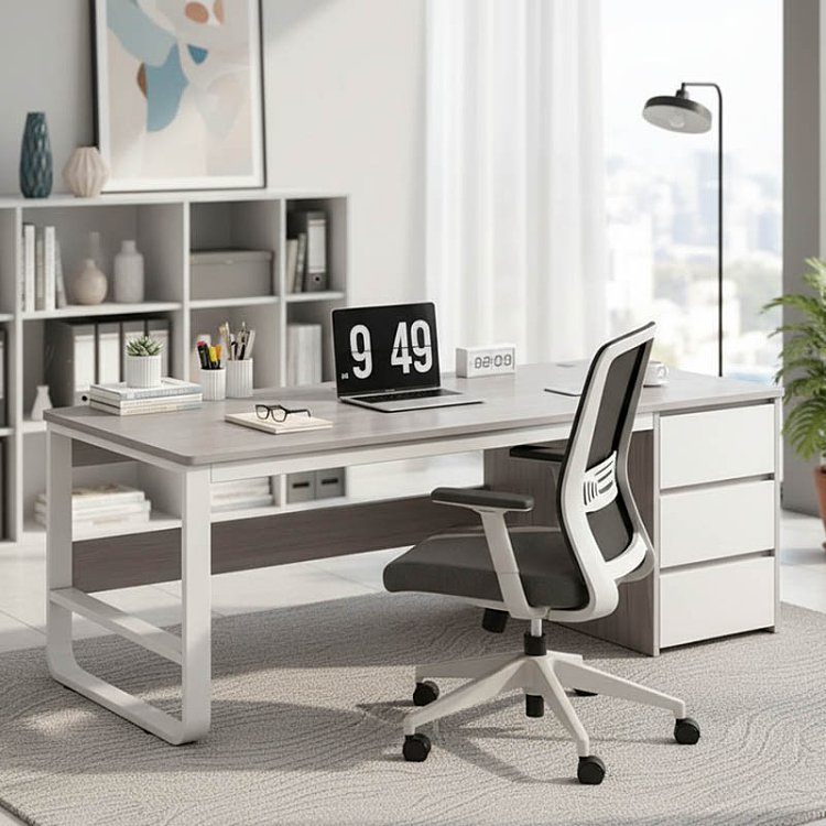 Γραφείο Salto pakoworld με συρταριέρα-MDF γκρι-λευκό 120x48x74εκ 072-000077