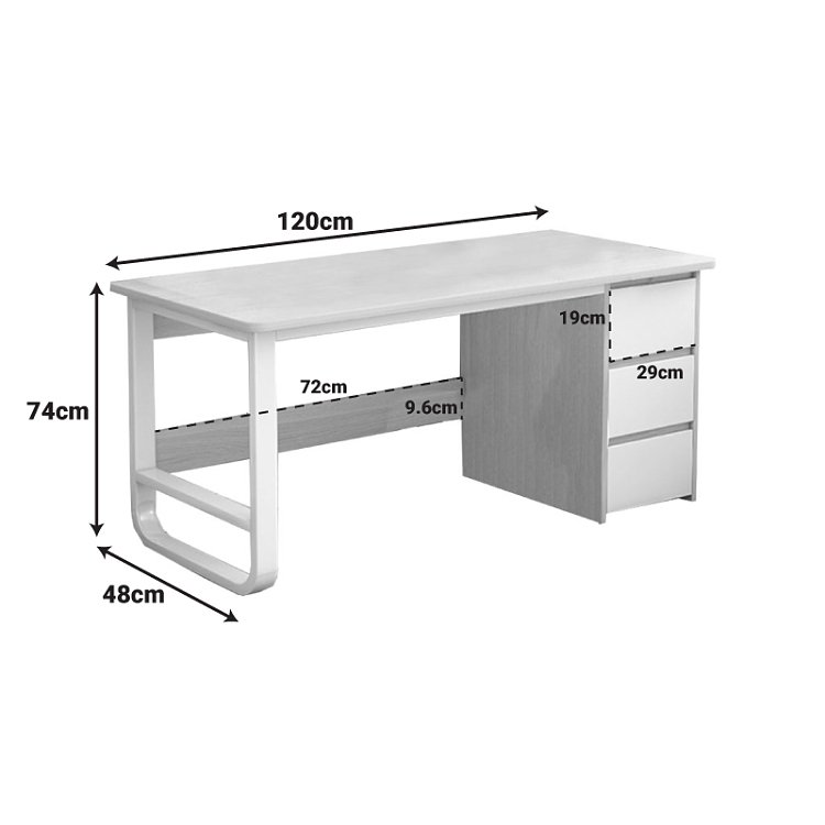 Γραφείο Salto pakoworld με συρταριέρα-MDF γκρι-λευκό 120x48x74εκ 072-000077