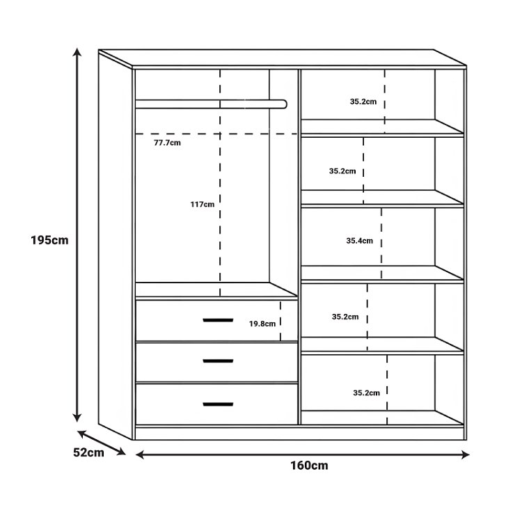 Ντουλάπα Sonlen pakoworld σε καρυδί-ανθρακί απόχρωση 160x52x195εκ 072-000100