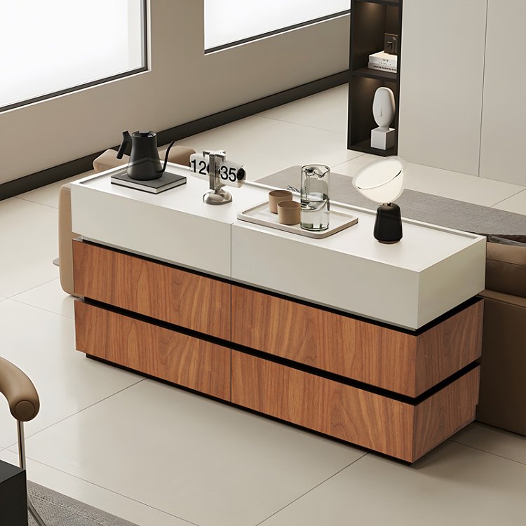Συρταριέρα Sonlen pakoworld mdf σε καρυδί-μπεζ απόχρωση 120x40x72εκ 072-000103