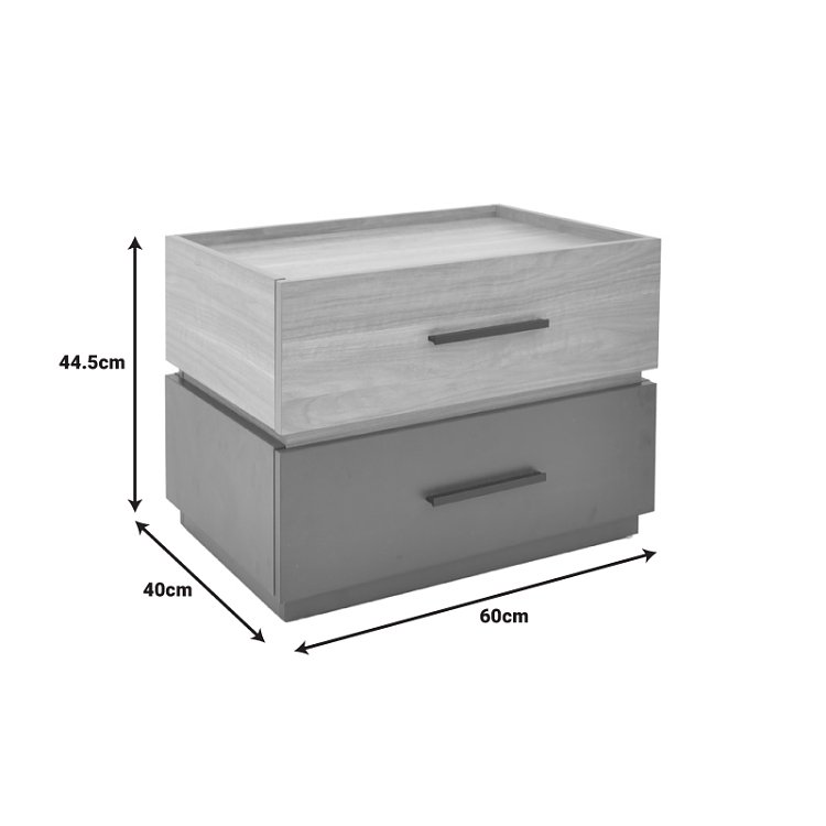 Κομοδίνο Sonlen pakoworld mdf σε sonoma-ανθρακί απόχρωση 60x40x44.5εκ 072-000104