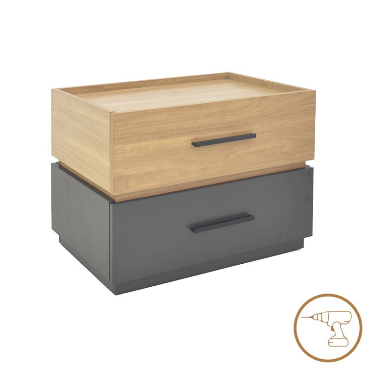 Κομοδίνο Sonlen pakoworld mdf σε sonoma-ανθρακί απόχρωση 60x40x44.5εκ 072-000104