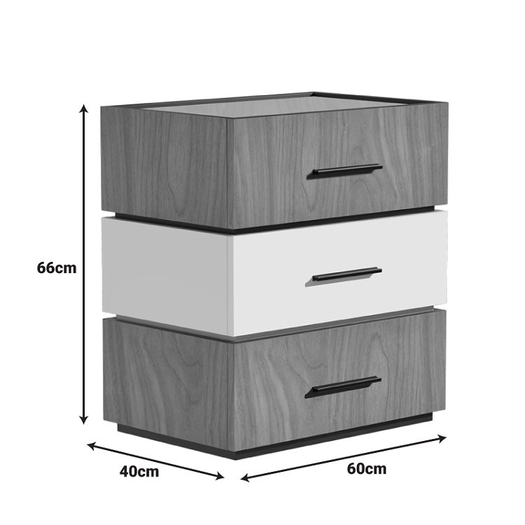 Κομοδίνο Sonlen pakoworld mdf σε καρυδί-μπεζ απόχρωση 60x40x66εκ 072-000106