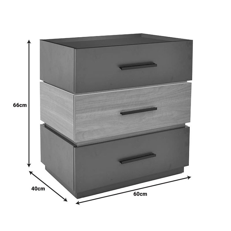 Κομοδίνο Sonlen pakoworld mdf σε sonoma-ανθρακί απόχρωση 60x40x66εκ 072-000107