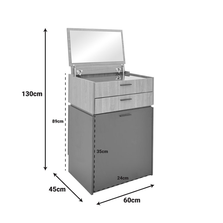 Τουαλέτα κρεβατοκάμαρας Sonlen pakoworld ανθρακί-sonoma 60x45x130εκ 072-000154