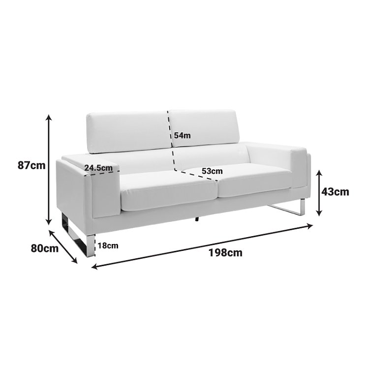 Καναπές Shea pakoworld 3θέσιος PU ivory-inox 198x80x87εκ 074-000008