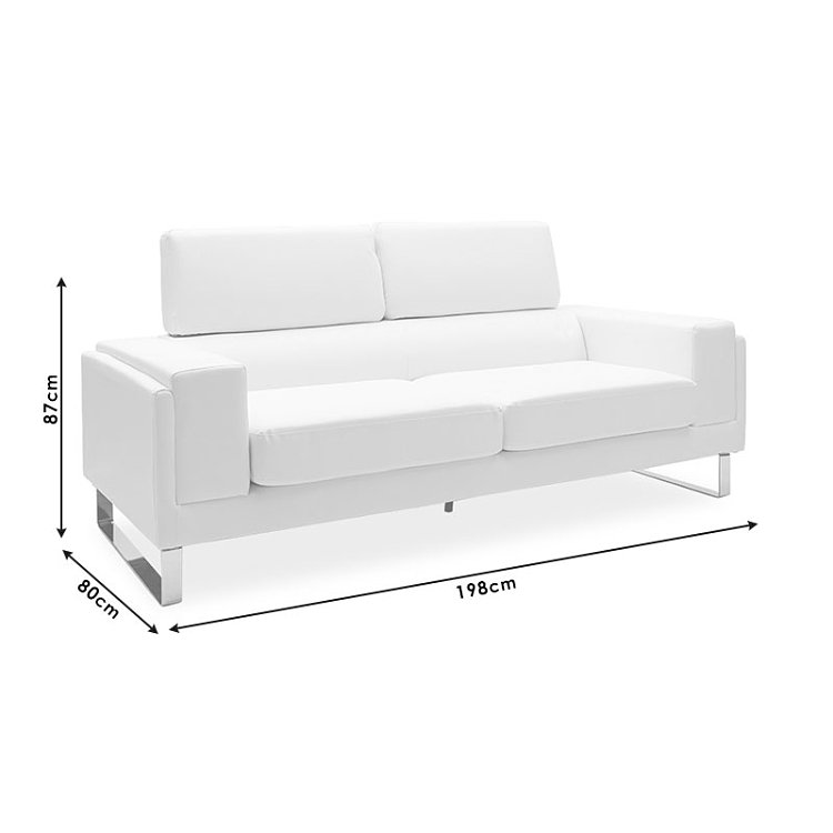 Καναπές Shea pakoworld 3θέσιος pu μαύρο-inox 198x80x87εκ 074-000009
