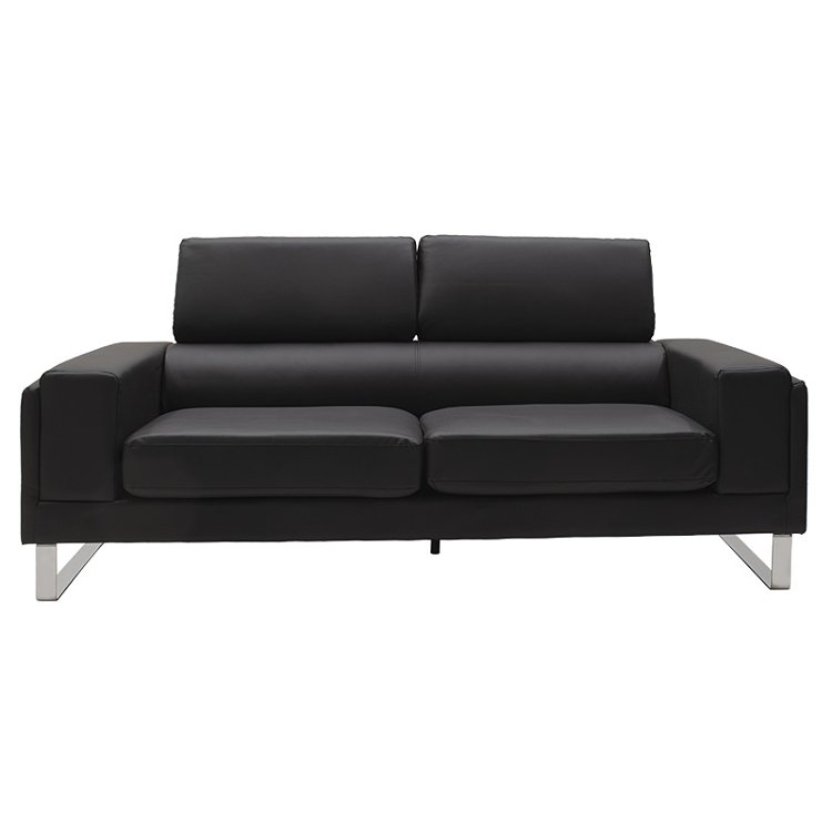 Καναπές Shea pakoworld 3θέσιος pu μαύρο-inox 198x80x87εκ 074-000009