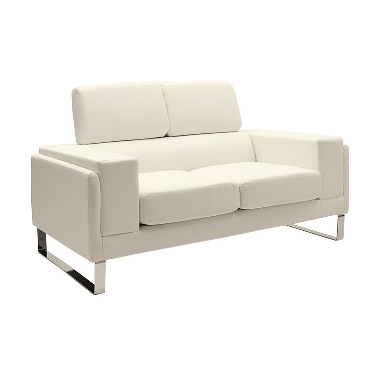 Καναπές Shea pakoworld 2θέσιος PU ivory-inox 158x80x87εκ 074-000011